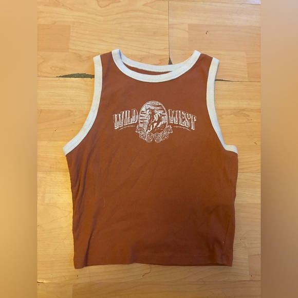 HOLLISTER Rusty Orange Wild West Tank Top Size M Woman Casual Rubbed AM4 - Picture 1 of 2